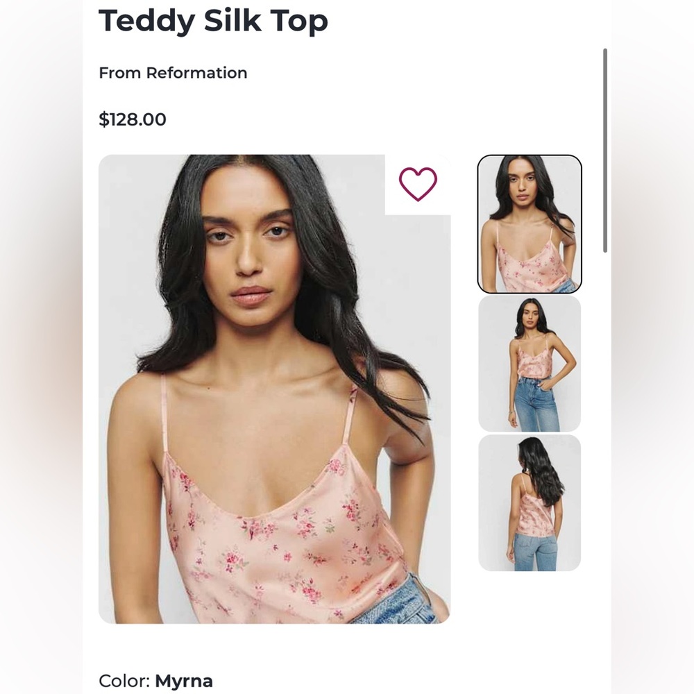 Reformation Teddy Silk Top
